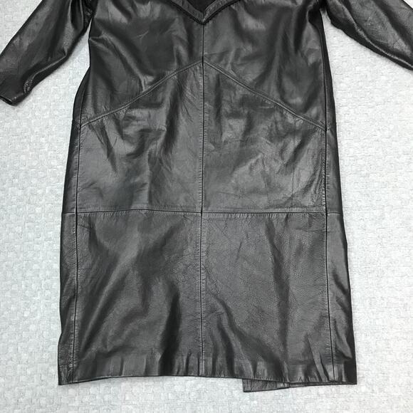 Winlit Genuine Leather Duster Coat Womens Medium Black Western Suede Yoke - Picture 12 of 16